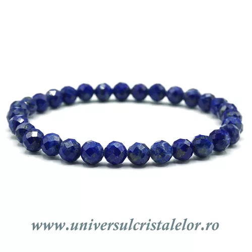 Bratara lapis lazuli rotund fatetat - 6.5 mm Bratara lapis lazuli rotund fatetat - 6.5 mm