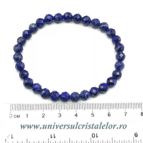 Bratara lapis lazuli rotund fatetat - 6.5 mm Bratara lapis lazuli rotund fatetat - 6.5 mm