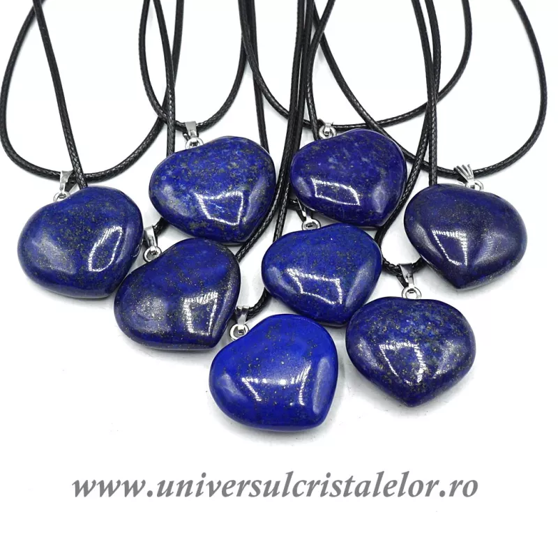 Pandantiv lapis lazuli inima cu snur si cutie Pandantiv lapis lazuli inima cu snur si cutie