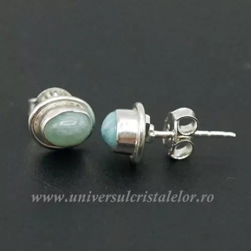 Cercei larimar oval - tip surub (studs)