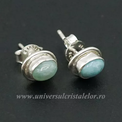 Cercei larimar oval - tip surub (studs)