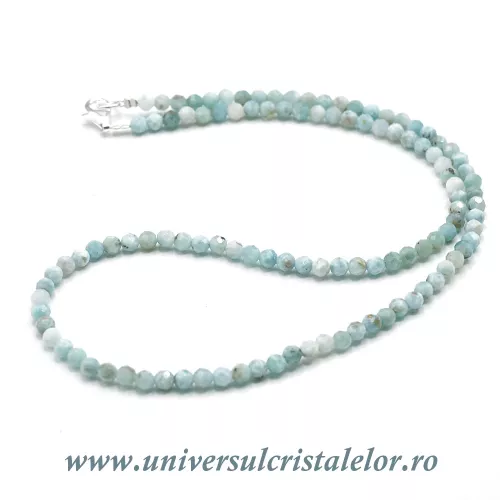 Colier larimar rotund fatetat - 4 mm Colier larimar rotund fatetat - 4 mm