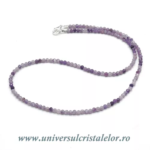 Colier lepidolit rotund fatetat - 3,2 mm Colier lepidolit rotund fatetat - 3,2 mm