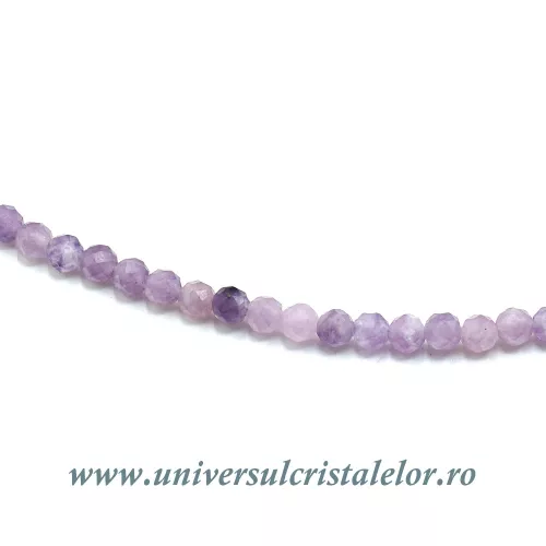 Colier lepidolit rotund fatetat - 3,2 mm Colier lepidolit rotund fatetat - 3,2 mm