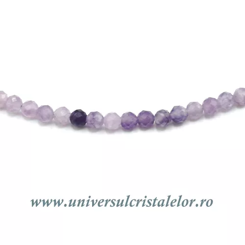 Colier lepidolit rotund fatetat - 3 mm Colier lepidolit rotund fatetat - 3 mm