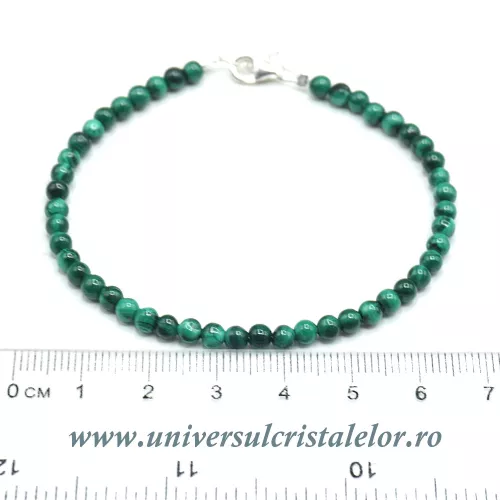 Bratara malachit rotund slefuit- 4 mm Bratara malachit rotund slefuit- 4 mm