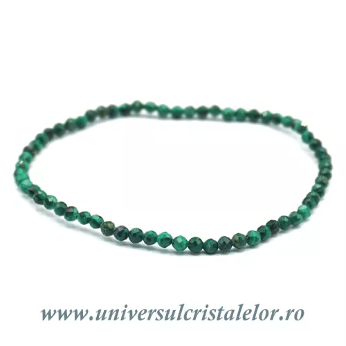 Bratara malachit rotund fatetat pe elastic - 3 mm Bratara malachit rotund fatetat pe elastic - 3 mm