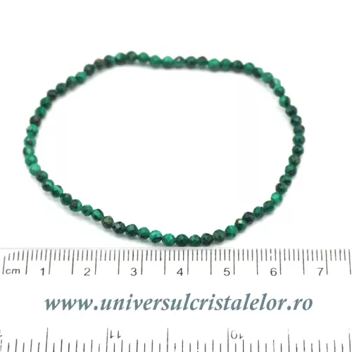 Bratara malachit rotund fatetat pe elastic - 3 mm Bratara malachit rotund fatetat pe elastic - 3 mm