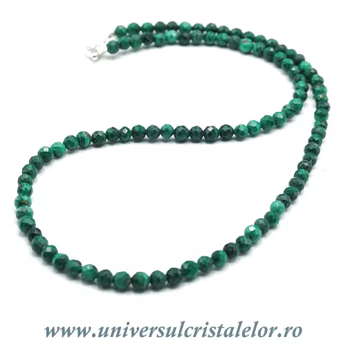 Colier malachit rotund fatetat - 4.5 mm Colier malachit rotund fatetat - 4.5 mm