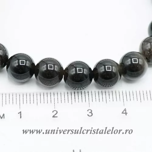 Bratara obsidian argintiu rotund - 8 mm Bratara obsidian argintiu rotund - 8 mm