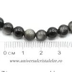 Bratara obsidian argintiu rotund - 6 mm Bratara obsidian argintiu rotund - 6 mm