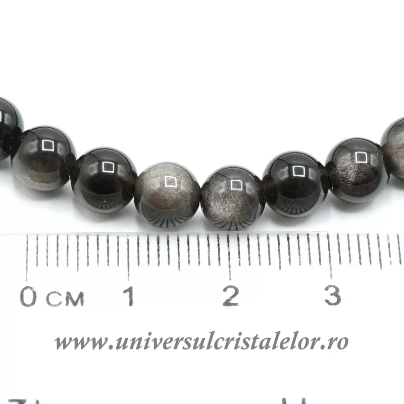 Bratara obsidian argintiu rotund - 6 mm Bratara obsidian argintiu rotund - 6 mm
