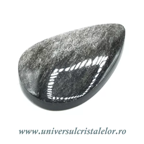 Cabochon obsidian argintiu lacrima Cabochon obsidian argintiu lacrima