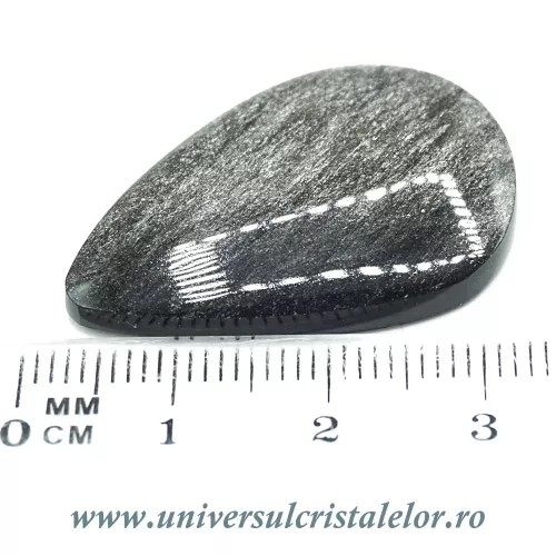 Cabochon obsidian argintiu lacrima Cabochon obsidian argintiu lacrima