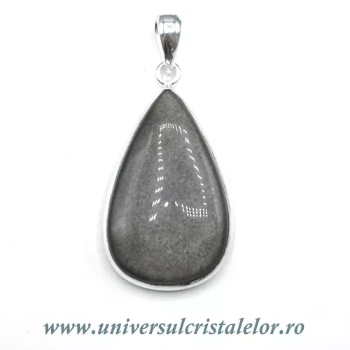 Pandantiv obsidian argintiu