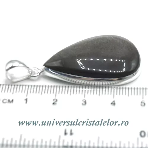 Pandantiv obsidian argintiu