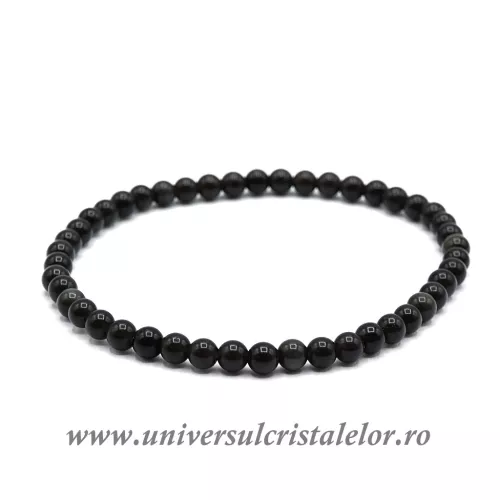 Bratara obsidian auriu rotund - 4 mm