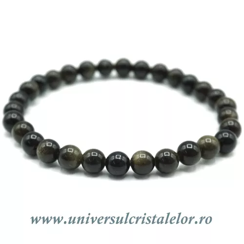 Bratara obsidian auriu rotund - 6 mm Bratara obsidian auriu rotund - 6 mm