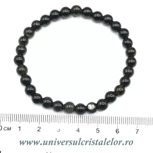 Bratara obsidian auriu rotund - 6 mm Bratara obsidian auriu rotund - 6 mm