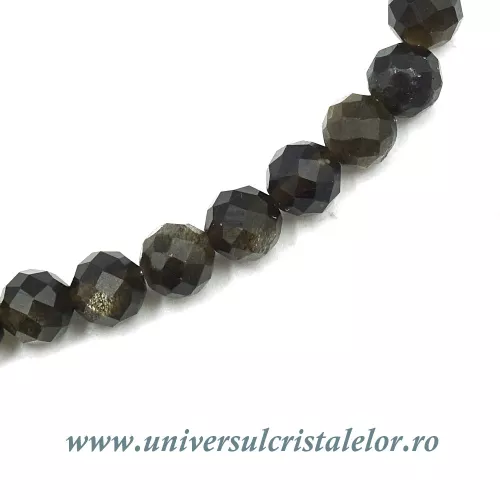 Bratara obsidian auriu rotund fatetat - 4 mm Bratara obsidian auriu rotund fatetat - 4 mm