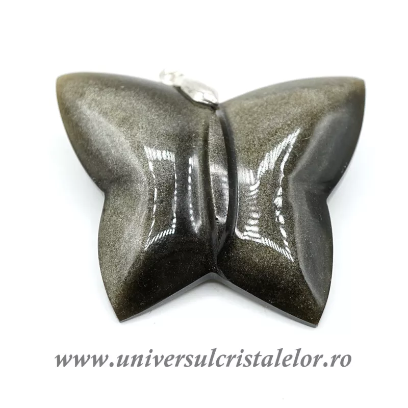 Pandantiv obsidian auriu fluture