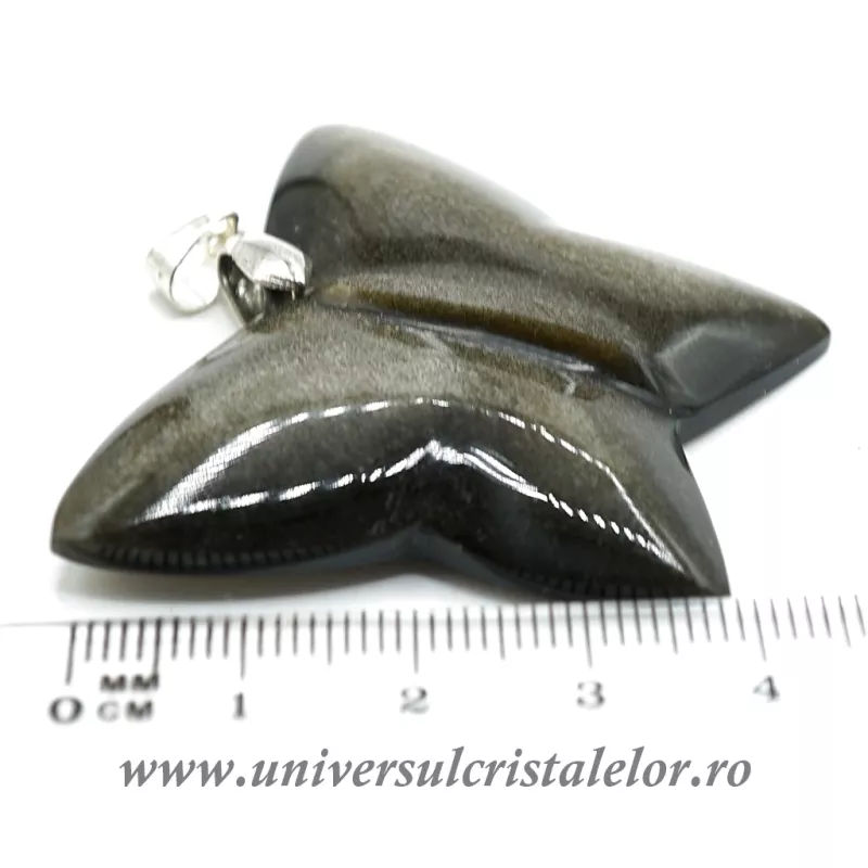 Pandantiv obsidian auriu fluture