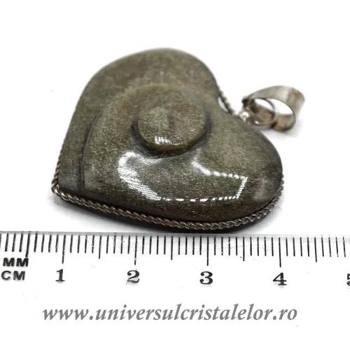 Pandantiv obsidian auriu inima