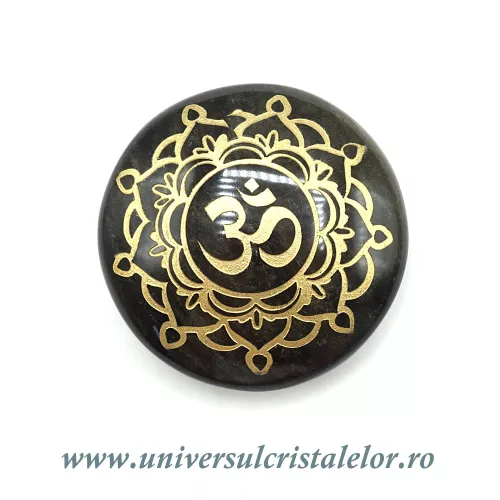 Obsidian auriu polisat simbol OM Obsidian auriu polisat simbol OM
