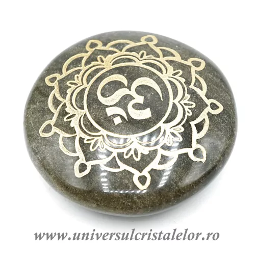 Obsidian auriu polisat simbol OM