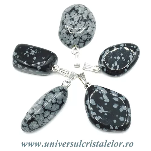 Pandantiv obsidian fulg de nea Pandantiv obsidian fulg de nea