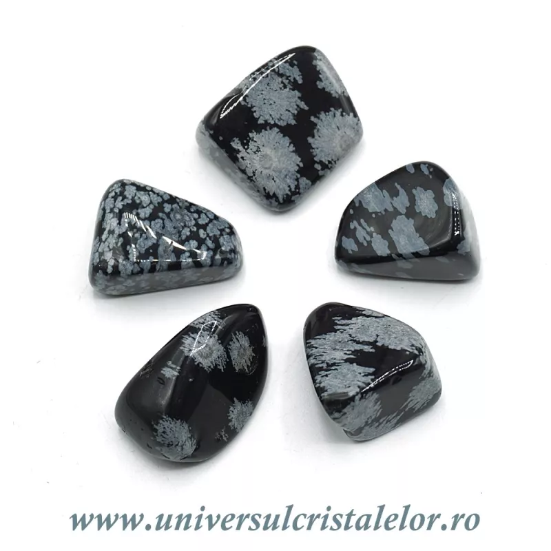 Obsidian fulg de nea piatra rulata Obsidian fulg de nea piatra rulata