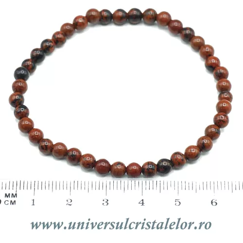 Bratara obsidian mahon rotund - 4 mm Bratara obsidian mahon rotund - 4 mm