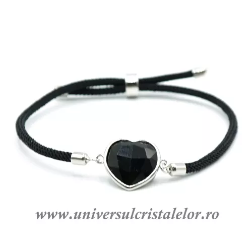 Bratara obsidian negru inima reglabila