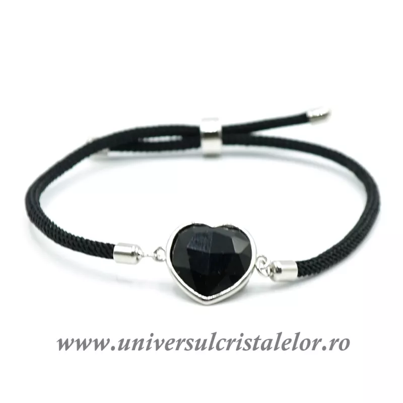 Bratara obsidian negru inima reglabila