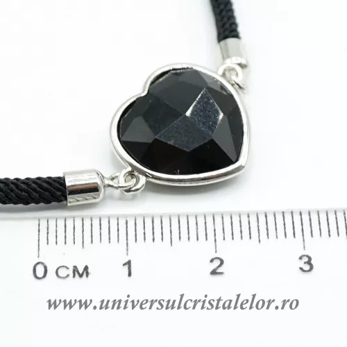 Bratara obsidian negru inima reglabila