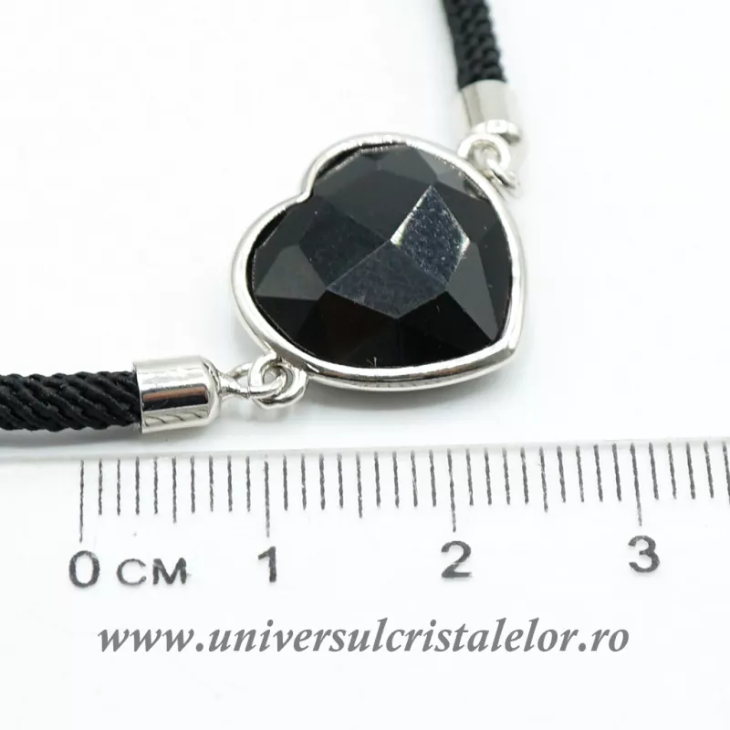 Bratara obsidian negru inima reglabila