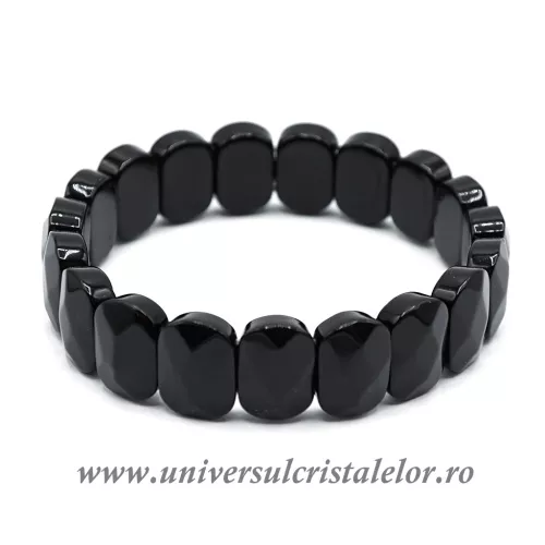 Bratara obsidian negru fatetat
