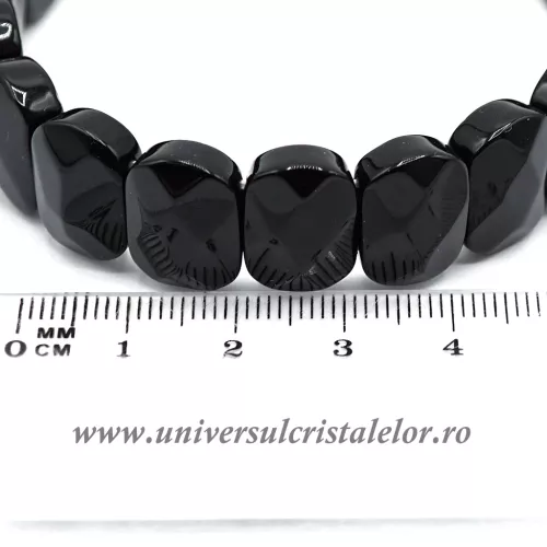 Bratara obsidian negru fatetat