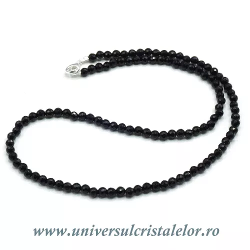 Colier obsidian negru rotund fatetat - 4,2 mm Colier obsidian negru rotund fatetat - 4,2 mm