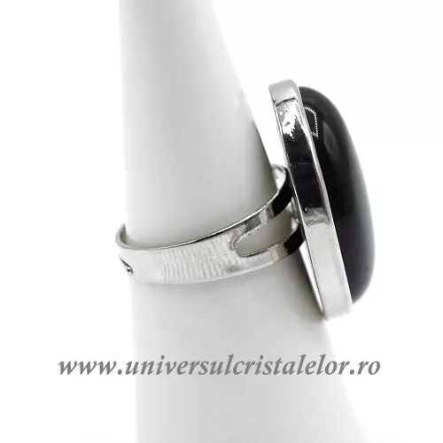 Inel obsidian negru oval reglabil m5