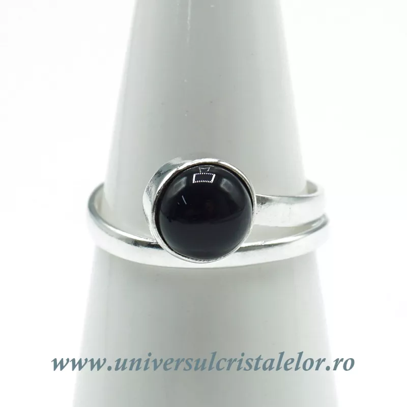 Inel obsidian negru rotund reglabil Inel obsidian negru rotund reglabil