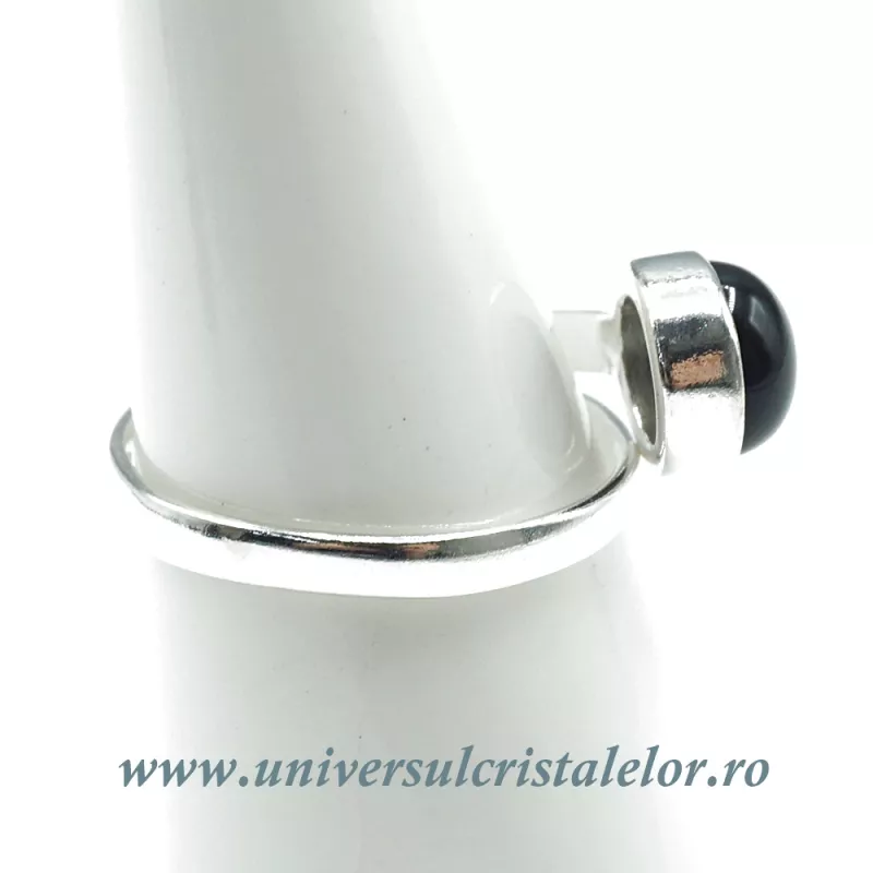 Inel obsidian negru rotund reglabil Inel obsidian negru rotund reglabil