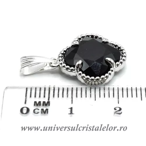 Pandantiv obsidian negru trifoi