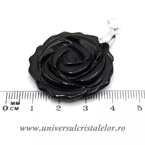 Pandantiv obsidian negru floare