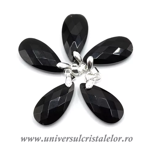 Pandantiv obsidian negru lacrima fatetat m2