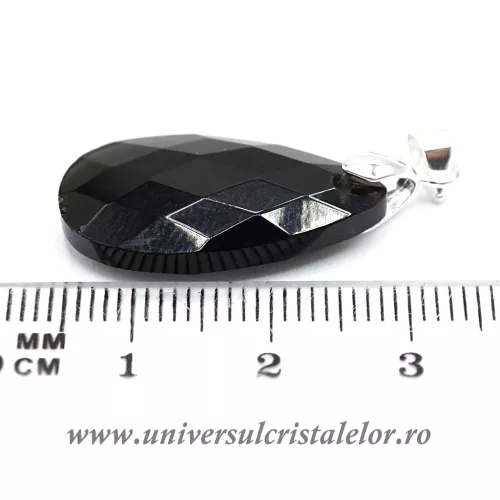 Pandantiv obsidian negru lacrima fatetat m2