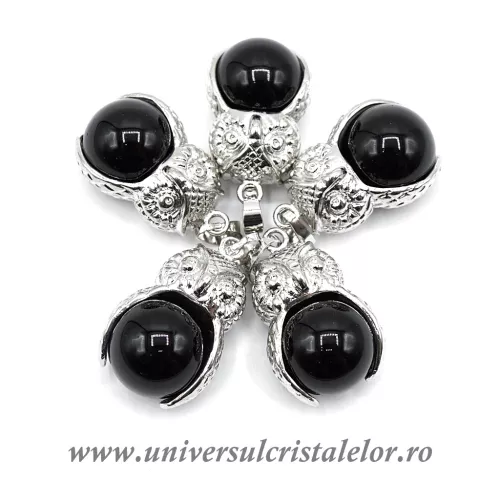 Pandantiv obsidian negru sfera m2