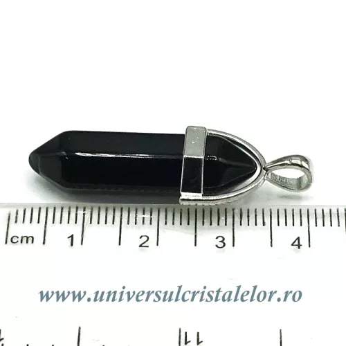 Pandantiv obsidian negru dublu varf Pandantiv obsidian negru dublu varf