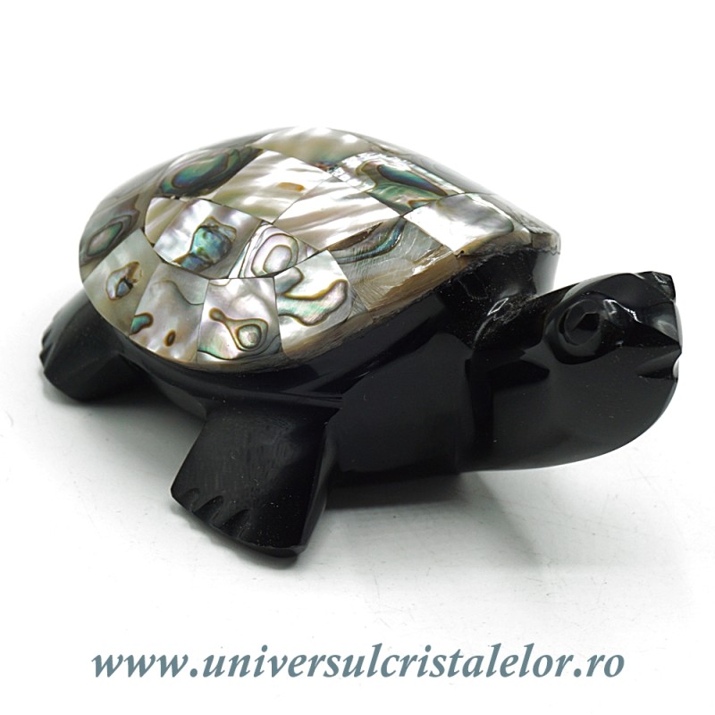 Figurina obsidian si scoica paua broasca testoasa