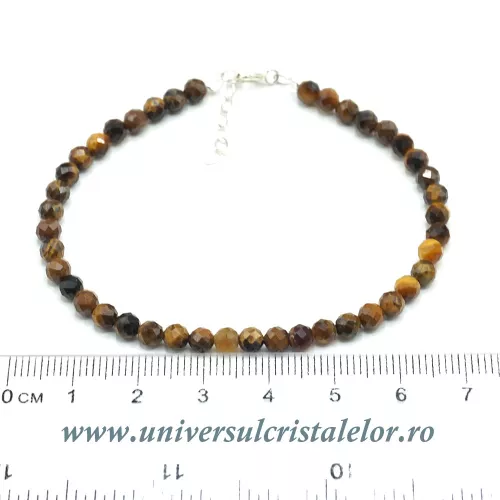 Bratara ochi de tigru rotund fatetat - 4.2 mm Bratara ochi de tigru rotund fatetat - 4.2 mm